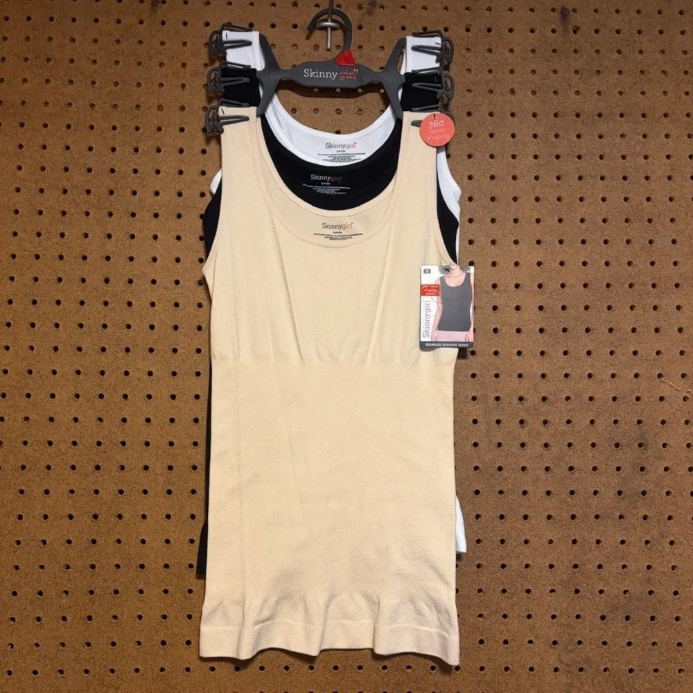 Skinnygirl Seamless Shaping Tanks 3PK Small Black White Nude SG7483 NWT